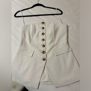 Maison d’Amélie Cream Strapless Top with Button Detail